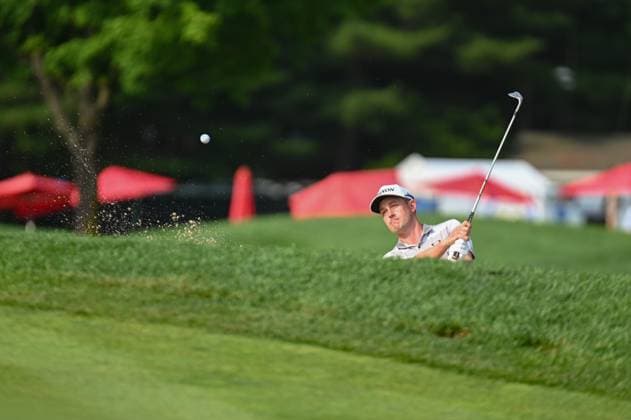 Friday June 21, 2024: Andrew Putnam hits out of the sand trap on the 4th hole during the second round of the Travelers Golf Championship in Cromwell, Connecticut. CSM Cromwell USA - ZUMAc04_ 20240621_zma_c04_013 Copyright: xGregoryxVasilx