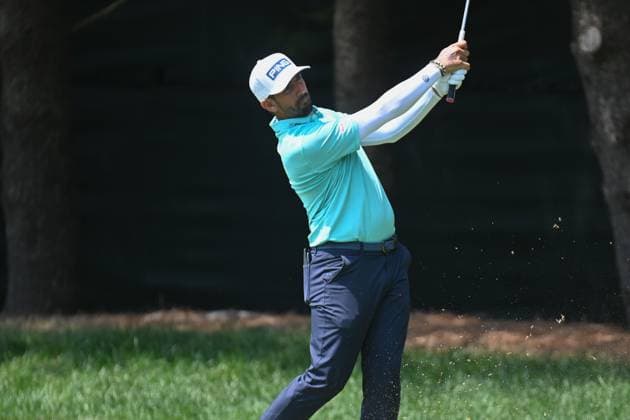 Friday June 21, 2024: Matthieu Pavon watches his tee shot on the 8th hole during the second round of the Travelers Golf Championship in Cromwell, Connecticut. CSM Cromwell USA - ZUMAc04_ 20240621_zma_c04_022 Copyright: xGregoryxVasilx