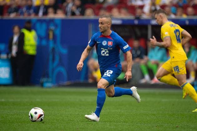 Stanislav LOBOTKA (SVK) Aktion, Einzelaktion, Gruppenphase Gruppe E Slowakei (SVK) - Ukraine (UKR) 1:2 am 21.06.2024 Arena Duesseldorf, Duesseldorf Arena, Fussball UEFA EURO, EM, Europameisterschaft,Fussball 2024 GERMANY vom 14.06.2024 - 14.07.2024. Â