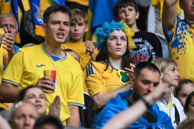 EM 2024: Slowakei - Ukraine am 21.06.2024 in der Merkur Spiel-Arena in Düsseldorf Fans of Ukraine