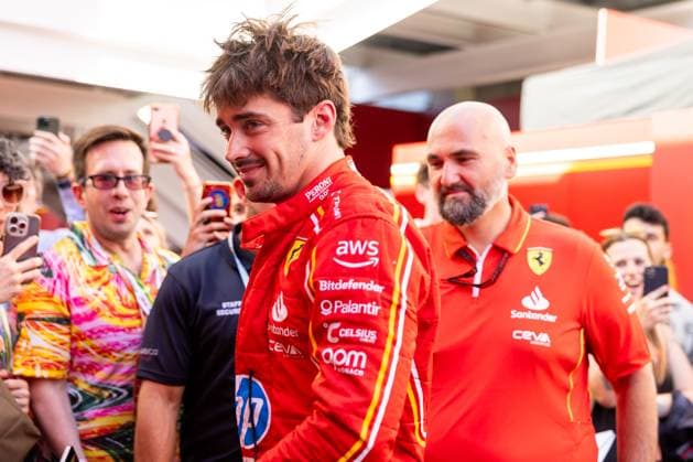 BARCELONA, SPAIN - JUNE 21: Charles Leclerc (16) of Morocco and team Scuderia Ferrari heads to his trailer after the FP2 practice on Friday at the Spanish Grand Prix F1 on June 21, 2024 at the Circuit De Catalunya in Barcelona, Spain. (Photo by Bob Kupbens Icon Sportswire) AUTO: JUN 21 F1 Spanish Grand Prix EDITORIAL USE ONLY Icon240621152
