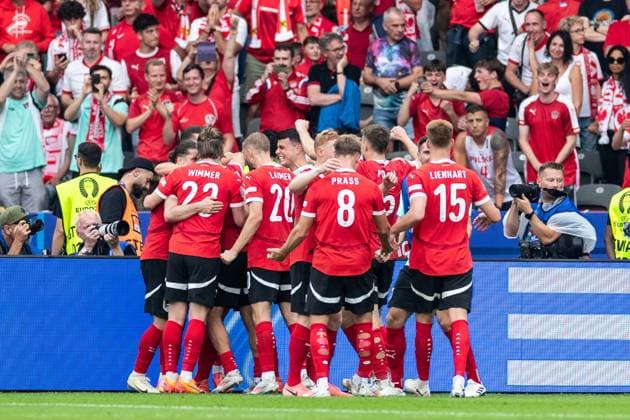 UEFA EURO, EM, Europameisterschaft,Fussball 2024: Polen - Österreich; 21.06.2024 Österreich im Jubel, nach dem Tor, Marko Arnautovic (Österreich, 7) UEFA EURO 2024: Polen - Österreich; Olympiastadion, Berlin; 21.06.2024 Copyright: xBEAUTIFULxSPORTS Buriakovx