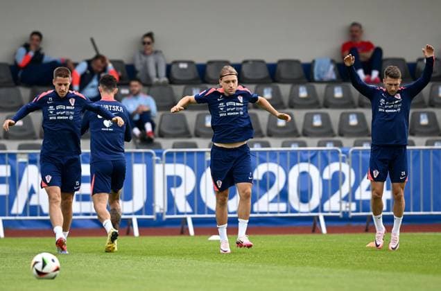 UEFA EURO, EM, Europameisterschaft,Fussball 2024: Croatia training session Mario Pasalic, Lovro Majer and Ivan Perisic of Croatia during the training session at Volksparkstadion in Neuruppin, Germany on June 21, 2024. MarkoxLukunic PIXSELL