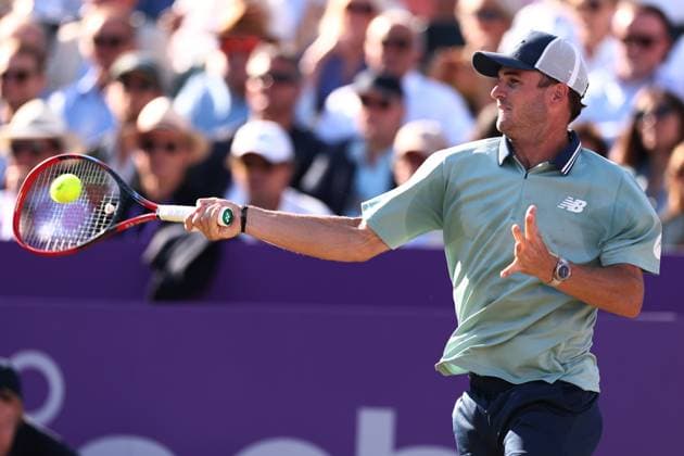 21st June 2024; Cinch Championships, Queens Club, West Kensington, London, England: Cinch Championships Queens Club, Day 5; Tommy Paul (USA) in action during his mens quarterfinal match against Jack Draper (GBR)  ActionPlus12657919 ShaunxBrooks