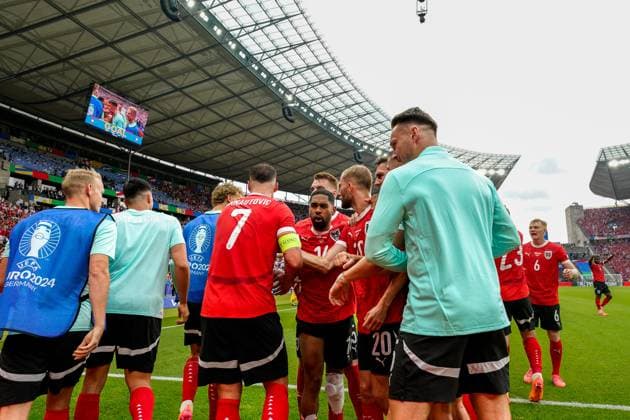 SOCCER - UEFA EURO, EM, Europameisterschaft,Fussball 2024 BERLIN,GERMANY,21.JUN.24 - UEFA EURO 2024, group stage, Austria vs Poland. Image shows the rejoicing of AUT.  GEPAxpictures xJohannesxFriedl