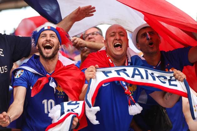 Netherlands v France: Group D - UEFA EURO, EM, Europameisterschaft,Fussball 2024 France fans inside the stadium before the UEFA EURO 2024 group stage match between Netherlands and France at Football Stadium Leipzig on June 21, 2024 in Leipzig, Germany. SanjinxStrukic PIXSELL