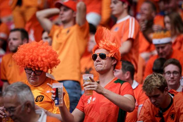 Supporters equipe de Netherlands – ambiance lors du match France vs Netherlands groupe D de l Euro 2024 FOOTBALL : France vs Netherlands- Euro 2024 Groupe D, Leipzig Stadium - 21 06 2024 ElyxandroCegarra Panoramic 