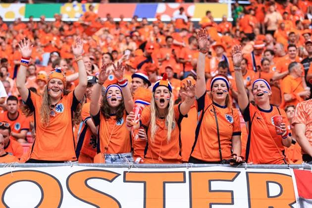 Sport Bilder des Tages Football - UEFA EURO, EM, Europameisterschaft,Fussball 2024 - Group D - Netherlands v France 21st June 2024 - UEFA EURO 2024 - Group D - Netherlands v France - Netherlands fans - Photo: Simon Stacpoole Offside. Leipzig Germany Copyright: xSimonxStacpoolexOffside