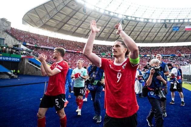 Sport Bilder des Tages UEFA EURO, EM, Europameisterschaft,Fussball 2024: Polen - Österreich; 21.06.2024 Marcel Sabitzer (Österreich, 9) UEFA EURO 2024: Polen - Österreich; Olympiastadion, Berlin; 21.06.2024 Copyright: xBEAUTIFULxSPORTS Buriakovx
