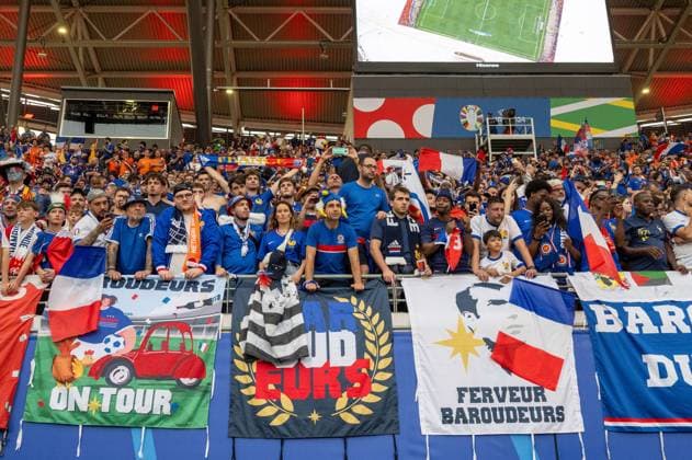 Fussball, Herren, Saison 2023 24, UEFA EURO, EM, Europameisterschaft,Fussball 2024, Gruppe D (2. Spieltag) in Leipzig, Niederlande - Frankreich, Fans aus Frankreich, 21.06. 2024, Copyright: xMatthiasxKochx