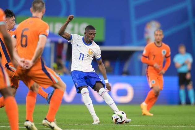Fußball, UEFA EURO, EM, Europameisterschaft,Fussball 2024, 20240621, Niederlande - Frankreich. Im Bild Ousmane DEMBELE (Frankreich, 11) Schuß. Leipzig Leipzig Stadium Sachsen Deutschland Copyright: Passion2Press MarkusxFischerx