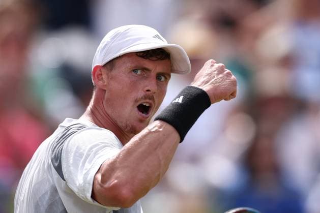 21st June 2024; Cinch Championships, Queens Club, West Kensington, London, England: Cinch Championships Queens Club, Day 5; Billy Harris (GBR) during his mens quarterfinal match against Lorenzo Musetti (ITA)  ActionPlus12658298 ShaunxBrooks