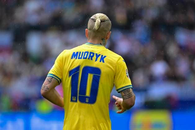 Mykhaylo Mudryk 10 (Ukraine), Slowakei vs. Ukraine, Fussball, UEFA EURO, EM, Europameisterschaft,Fussball 2024, Gruppenphase, 2. Spieltag, 21.06.2024 Düsseldorf Nordrhein-Westfalen Deutschland