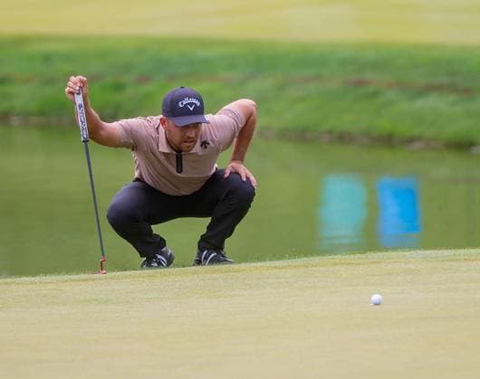 June 21, 2024: Xander Schauffele lines up his putt at the 17th green during the 2nd round of the Travelers Championship at the TPC River Highlands on Friday, June 21, 2024, in Cromwell, Connecticut. - ZUMAm67_ 0624423446st Copyright: xAaronxFlaumx