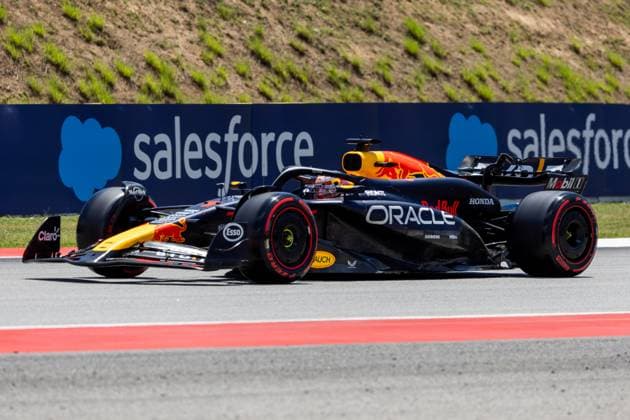 BARCELONA, SPAIN - JUNE 22: Max Verstappen (1) of Netherlands and team Oracle Red Bull Racing during FP3 practice on Saturday, June 22, 2024 at the Circuit De Catalunya in Barcelona, Spain. (Photo by Bob Kupbens Icon Sportswire) AUTO: JUN 22 F1 Spanish Grand Prix EDITORIAL USE ONLY Icon240622069