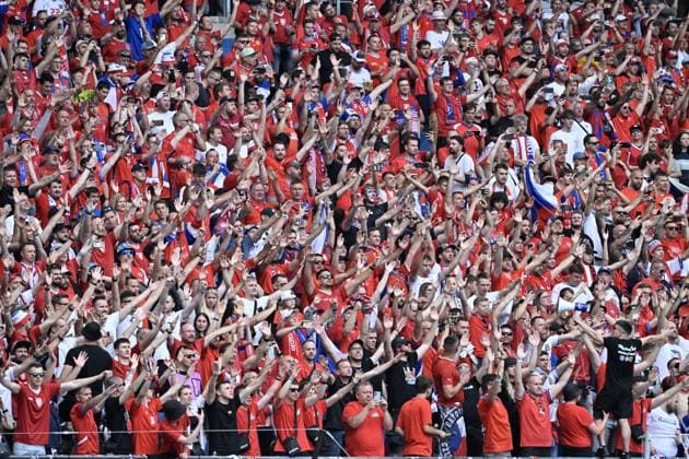 Czech fans are seen during the Group F match of the European Football Championship: Georgia vs Czechia, in Hamburg, Germany, on June 22, 2024. (CTKxPhoto VitxSimanek) CTKPhotoP2024062203843  CTKPhotoP2024062203843