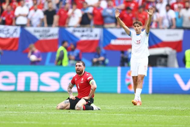 Guram Kashia of Georgia reacts at full time Georgia v Czechia, UEFA European Championship, EM, Europameisterschaft 2024, Group F, Football, Volksparkstadion, Hamburg, Germany, 22 Jun 2024 EDITORIAL USE ONLY No use with unauthorised audio, video, data, fixture lists, club league logos or live services. Online in-match use limited to 120 images, no video emulation. No use in betting, games or single club league player publications. Copyright: xKieranxMcManus Shutterstockx 14548025cx