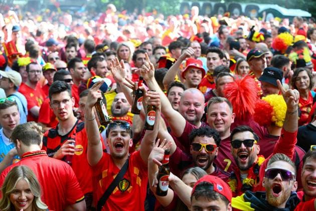 Belgium v Romania Group E - UEFA EURO, EM, Europameisterschaft,Fussball 2024 COLOGNE, GERMANY - JUNE 22 : Belgian supporters and fans ahead of the UEFA EURO 2024 European Football Championship tournament group E stage match between Belgium and Romania at Cologne Stadium on June 22, 2024 in Cologne, Germany, 22 06 2024 Cologne Germany  Copyright: xVincentxKalutx