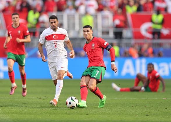 Dortmund, Germany, 22nd June 2024. Cristiano Ronaldo of Portugal places a pass forward during the UEFA European Championships match at BVB Stadion, Dortmund. Picture credit should read: David Klein Sportimage EDITORIAL USE ONLY. No use with unauthorised audio, video, data, fixture lists, club league logos or live services. Online in-match use limited to 120 images, no video emulation. No use in betting, games or single club league player publications. SPI-3202-0035
