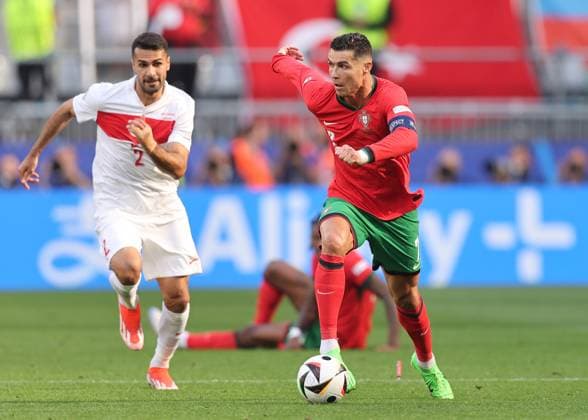 Dortmund, Germany, 22nd June 2024. Cristiano Ronaldo of Portugal surges forward during the UEFA European Championships match at BVB Stadion, Dortmund. Picture credit should read: David Klein Sportimage EDITORIAL USE ONLY. No use with unauthorised audio, video, data, fixture lists, club league logos or live services. Online in-match use limited to 120 images, no video emulation. No use in betting, games or single club league player publications. SPI-3202-0042