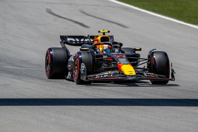 MONTMELO, SPAIN: Sergio Perez, racing for the Red Bull Racing team during the 2024 Formula 1 Spanish Grand Prix at the Circuit de Barcelona-Catalunya in Montmelo, Spain