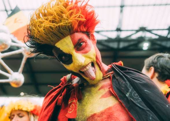 Koeln, RheinEnergieStadion, 22.06.2024: Fan from belgium with face painting create atmosphere inside the stadium prior the match UEFA European Championship, EM, Europameisterschaft 2024 Belgium v. Romania.