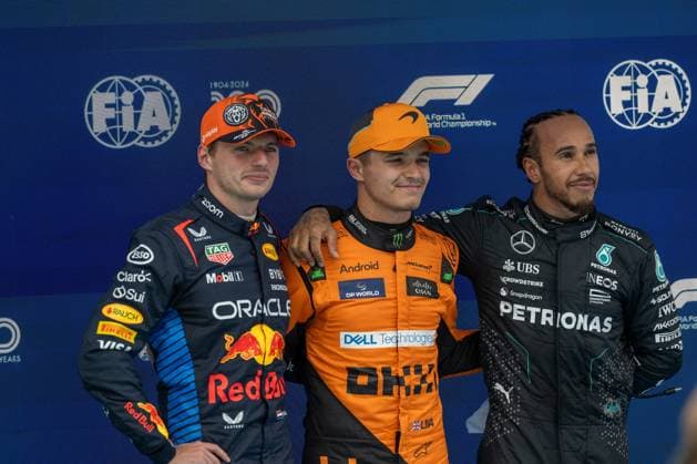 FIA Formula 1 - Grand Prix of Spain 2024 - Barcelona NÃ?Â°4 Lando Norris GBR McLaren Formula 1 Team NÃ?Â°1 Max Verstappen NDL Oracle Red Bull Racing NÃ?Â°44 Lewis Hamilton GBR Mercedes AMG PETRONAS Formula One Team during Formula 1 Aramco Gran Premio de Espana 2024 - Qualifyng, Formula 1 Championship in Barcelona, Spain, June 22 2024. Photo by Otto Moretti IPA ABACAPRESS.COM Barcelona Spain  Copyright: xIPA ABACAx