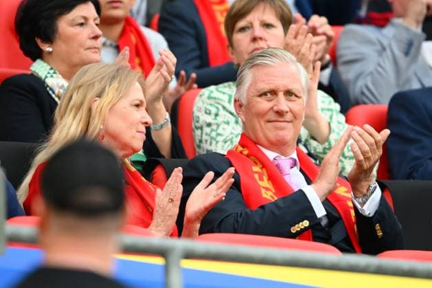Belgium v Romania Group E - UEFA EURO, EM, Europameisterschaft,Fussball 2024 COLOGNE, GERMANY - JUNE 22 : Van Damme Pascale President of Belgium and King Filip of Belgium pictured during the UEFA EURO 2024 European Football Championship tournament group E stage match between Belgium and Romania at Cologne Stadium on June 22, 2024 in Cologne, Germany, 22 06 2024 Cologne Germany  Copyright: xVincentxKalutx