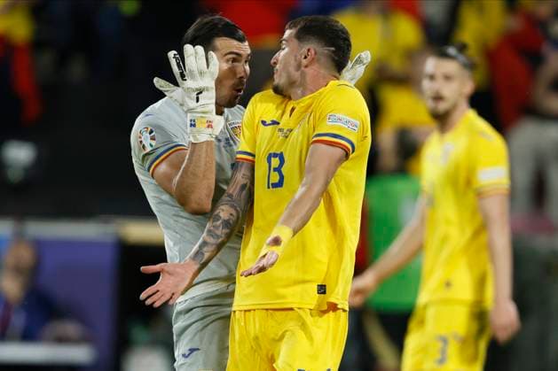 Belgium v Romania: Group E - UEFA EURO, EM, Europameisterschaft,Fussball 2024 Florin Nita, Goalkeeper of Romania and Valentin Mihaila of Romania react during the UEFA EURO 2024 group stage match between Belgium and Romania at Cologne Stadium on June 22, 2024 in Cologne, Germany. Cologne Cologne Stadium Germany Germany Copyright: xRichardxSellers Sportsphoto APLx 14042166