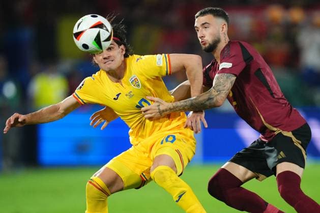 GER: Belgium v Romania. UEFA EURO, EM, Europameisterschaft,Fussball 2024 Zeno Debast of Belgium and Ianis Hagi of Romania during the UEFA Euro 2024 match between Belgium and Romania, Group E, date 2, played at Rhein Energie Stadium on June 22, 2024 in Koln, Germany. kpng Copyright: xBaguxBlancox xPRESSINPHOTOx PS_240622_BEL_RUM_036