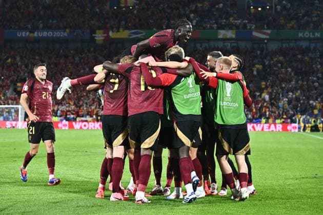 240622 EURO2024 BELGIUM VS ROMANIA Amadou Onana (24) of Belgium celebrates during a soccer game between the national teams of Belgium, called the Red Devils and Romania on the second matchday in Group E in the group stage of the UEFA EURO, EM, Europameisterschaft,Fussball 2024 tournament , on Saturday 22 June 2024 in Cologne , Germany . PHOTO Isosport Maarten Straetemans Cologne GERMANY  Copyright: xx 467154