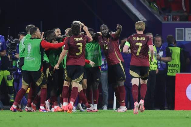 Belgium v Romania UEFA EURO, EM, Europameisterschaft,Fussball 2024 Group E Romelu Lukaku of Belgium celebrates but his goal is disallowed for offside during the UEFA Euro 2024 Group E match at RheinEnergieStadion, Cologne Copyright: xPaulxChestertonx FIL-20284-0092 UK Newspapers OUT