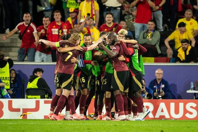 UEFA EURO, EM, Europameisterschaft,Fussball 2024: Belgien - Rumänien; 22.06.2024 Belgien im Jubel nach dem 2. Tor UEFA EURO 2024: Belgien - Rumänien; Cologne Stadion, Köln; 22.06.2024 Copyright: xBEAUTIFULxSPORTS Buriakovx