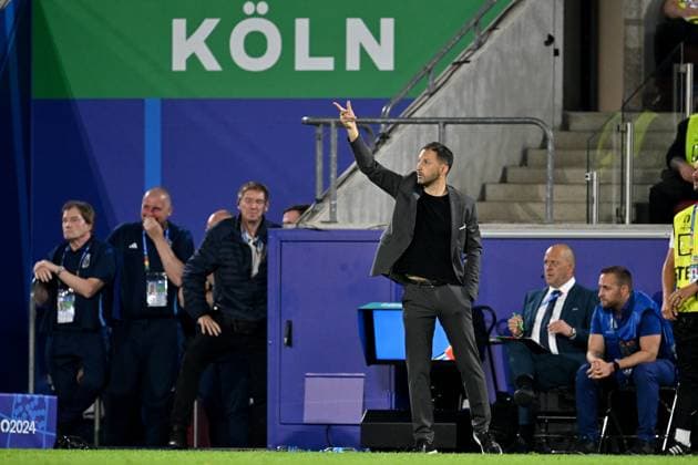 240622 EURO2024 BELGIUM VS ROMANIA Coach Domenico Tedesco of Belgium pictured during a soccer game between the national teams of Belgium, called the Red Devils and Romania on the second matchday in Group E in the group stage of the UEFA EURO, EM, Europameisterschaft,Fussball 2024 tournament , on Saturday 22 June 2024 in Cologne , Germany . PHOTO SPORTPIX David Catry Cologne GERMANY  Copyright: xx 467190