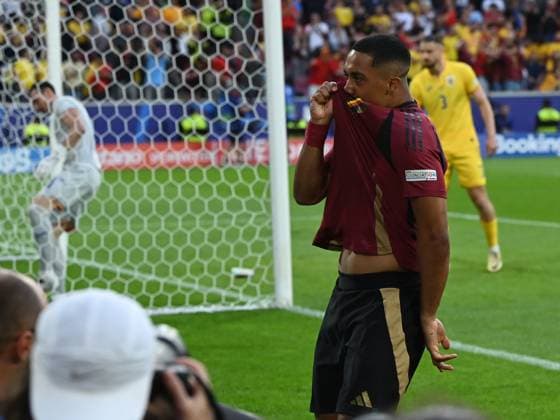 Youri Tielemans celebrates after scoring a goal in the UEFA EURO 2024 football match between Belgium and Romania at the Cologne Stadium in Cologne, Saturday, June 22, 2024 Cologne Copyright: xRazvanxPasarica SPORTxPICTURESx