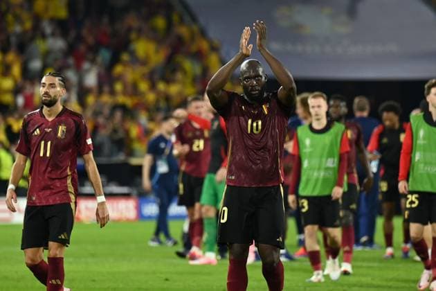 Romelu Lukaku (Belgium)Yannick Carrasco (Belgium) during the UEFA EURO, EM, Europameisterschaft,Fussball Germany 2024 match between Belgium 2-0 Romania at Cologne Stadium on June 22, 2024 in Cologne, Germany. Noxthirdxpartyxsales  (257330547)