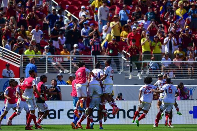 RECORD DATE NOT STATED Copa America USA 2024 Ecuador vs Venezuela Jhonder Cadiz celebrates his goal 1-1 of Venezuela during the game between Ecuador and Venezuela as part of the CONMEBOL Copa America USA 2024 group B, at Levis Stadium, on June 22, 2024 in Santa Clara, California, United States. SANTA CLARA CALIFORNIA UNITED STATES  Copyright: xIsaacxOrtizx 20240622183420_CA_GB_2024_ECU_VEN_CADIZ77