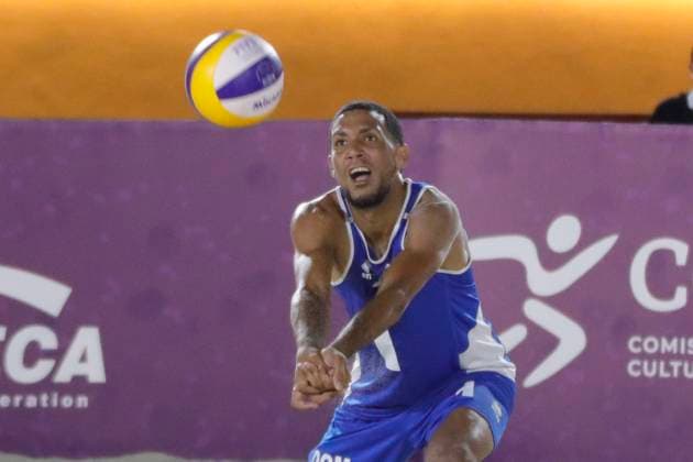 June 22, 2024, Tlaxcala, Ciudad de Mexico, Mexico: Hayerling Goris 1 of Team Republica Dominicana competes against Team Mexico during the Men s quarter finals match of Norceca 2024 Beach volleyball, Beachvolleyball Olympic Qualification Tournament . Team Mexico defeats Team Republica Dominicana 2 sets to 1. on June 22, 2024 in Tlaxcala, Mexico. Tlaxcala Mexico - ZUMAe321 20240622_zsa_e321_117 Copyright: xEssenexHernandez xEyepixxGroupx