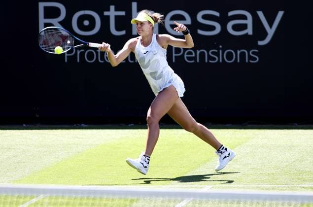 Magda Linette of Poland in action during their qualifying match. Rothesay International Eastbourne, Day 1, Tennis, Devonshire Park, Eastbourne, UK - 23 June 2024  Copyright: xJamesxMarsh Shutterstockx 14548083a