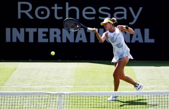 Magda Linette of Poland in action during their qualifying match. Rothesay International Eastbourne, Day 1, Tennis, Devonshire Park, Eastbourne, UK - 23 June 2024  Copyright: xJamesxMarsh Shutterstockx 14548083l