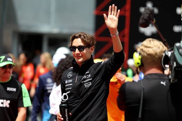 23.06.2024, xrarjax, Motorsport FIA Formel 1, Großer Preis von Spanien emspor, v.l. Fahrerparade George Russell (Mercedes AMG Petronas) Startnummer 63 Barcelona