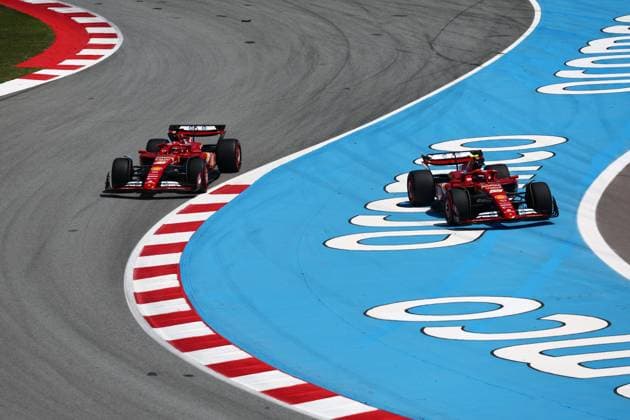 F1 Spanish Grand Prix 2024 Carlos Sainz and Charles Leclerc of Ferrari during the Formula 1 Spanish Grand Prix at Circuit de Barcelona-Catalunya in Barcelona, Spain on June 23, 2024. Barcelona Spain  Copyright: xJakubxPorzyckix originalFilename:porzycki-f1spanis240623_npbBM.jpg