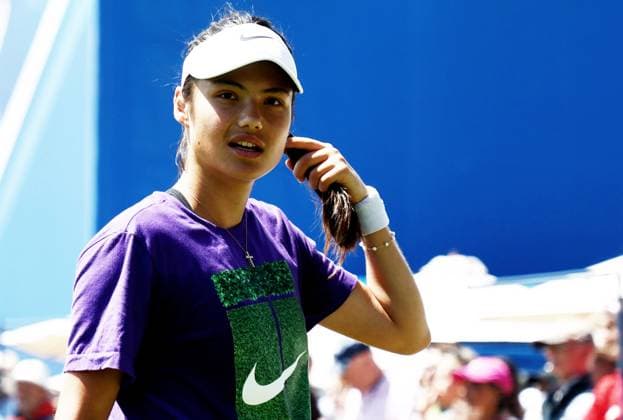 Emma Raducanu of Great Britain during a practice session. Rothesay International Eastbourne, Day 2, Tennis, Devonshire Park, Eastbourne, UK - 23 June 2024  Copyright: xJamesxMarsh Shutterstockx 14548083bb