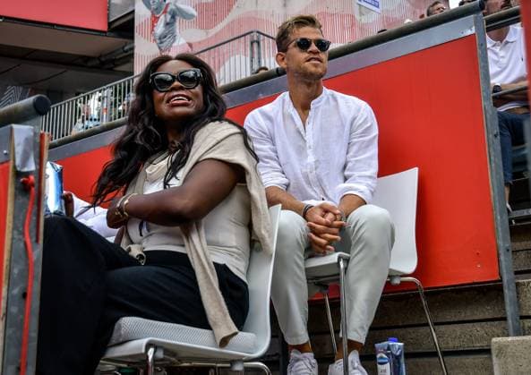 Tennis, WTA, Tennis Damen Turnier in Berlin 23.06.2024, xdanx, Sport Tennis,WTA-Turnier in Berlin Finale, v.l.Florian Niederlechner (Hertha BSC) schaut gespannt beim Tennis zu Berlin Steffi-Graf-Stadion Berlin Germany (DE) Copyright: xDanielxLakomskix