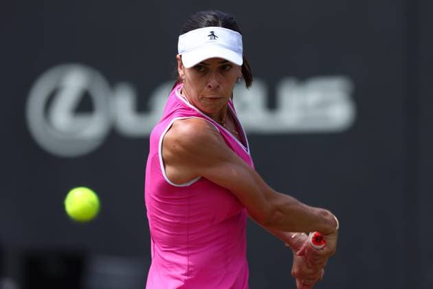 23rd June 2024; Edgbaston Priory Club, Birmingham, England: Rothesay Tennis Classic Birmingham, Day 7; Ajla Tomljanovic (AUS) in action during her womens singles final match against Yulia Putintseva (KAZ)  ActionPlus12659270 ShaunxBrooks