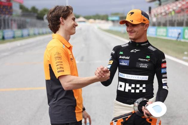 F1 Spanish Grand Prix 2024 Oscar Piastri and Lando Norris of McLaren after the Formula 1 Spanish Grand Prix at Circuit de Barcelona-Catalunya in Barcelona, Spain on June 23, 2024. Barcelona Spain  Copyright: xJakubxPorzyckix originalFilename:porzycki-f1spanis240623_nplCe.jpg