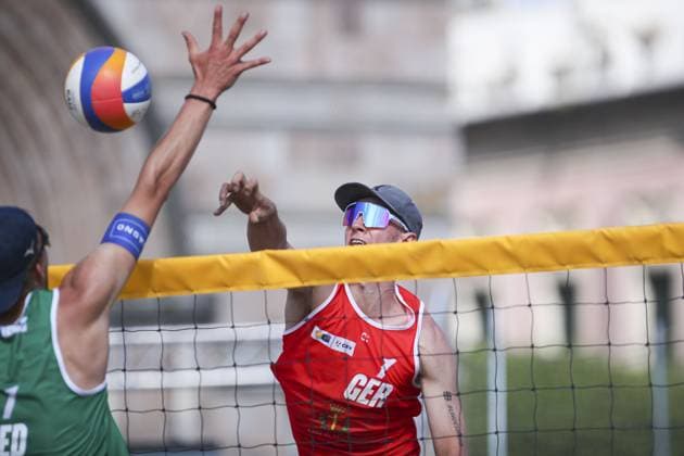 Messina: Robin Sowa (GER) in action during World Beach Pro Tour, Beach Volley match in Messina, Italy, June 23 2024 Beach Volley match - World Beach Pro Tour  - ZUMAp169 20240623_zsa_p169_567 Copyright: xIPAx