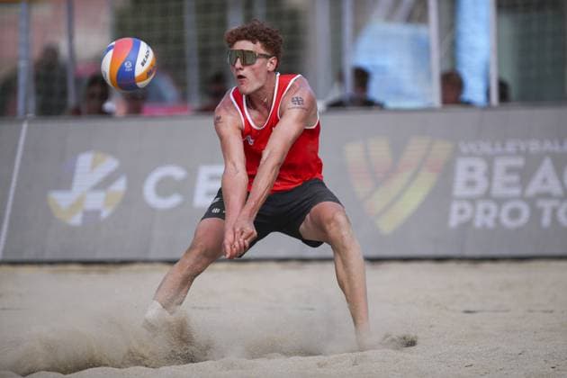 Messina: Maximilian Just (GER) in action during World Beach Pro Tour, Beach Volley match in Messina, Italy, June 23 2024 Beach Volley match - World Beach Pro Tour  - ZUMAp169 20240623_zsa_p169_580 Copyright: xIPAx