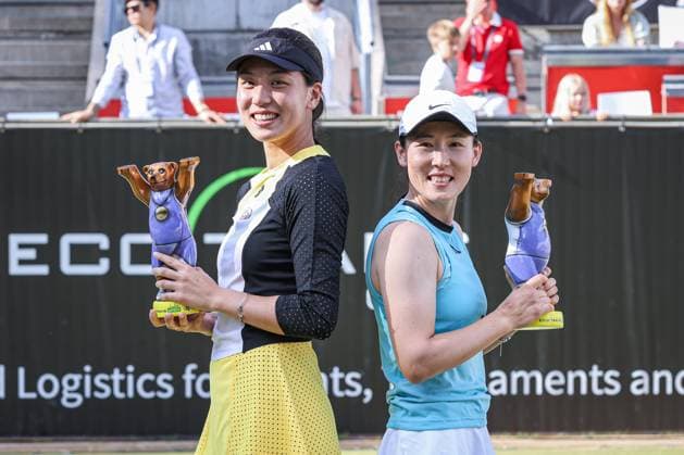 Doppelsiegerinnen 2024: Xinyu Wang (CHN) und Saisai Zheng (CHN), ecotrans Ladies Open 2024, Berlin, LTTC Rot-Weiß , 23.06.2024, Copyright: xClaudioxGärtnerx