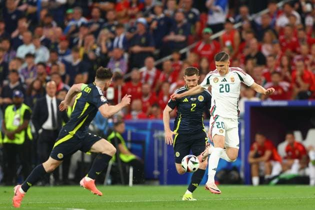 Roland Sallai of Hungary Scotland v Hungary, UEFA European Championship, EM, Europameisterschaft 2024, Group A, Football, Stuttgart Arena, Stuttgart, Germany, 23 Jun 2024 EDITORIAL USE ONLY No use with unauthorised audio, video, data, fixture lists, club league logos or live services. Online in-match use limited to 120 images, no video emulation. No use in betting, games or single club league player publications. Copyright: xKieranxMcManus Shutterstockx 14548072ai
